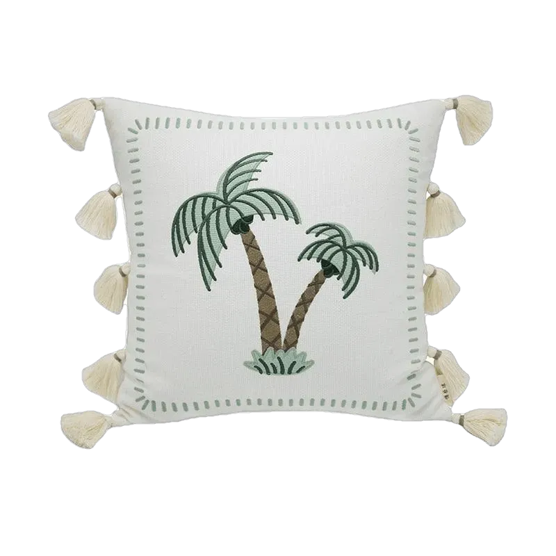 Bahama Coconut Trees Throw Pillows Cover with Tassels