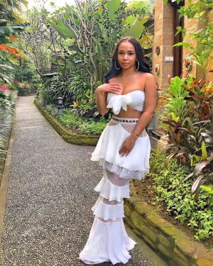 Bali Royal Palm White Two Piece Set