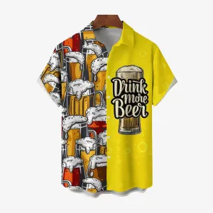Beer Print Casual Short Sleeve Shirt 2411005057