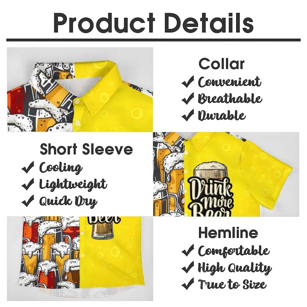 Beer Print Casual Short Sleeve Shirt 2411005057