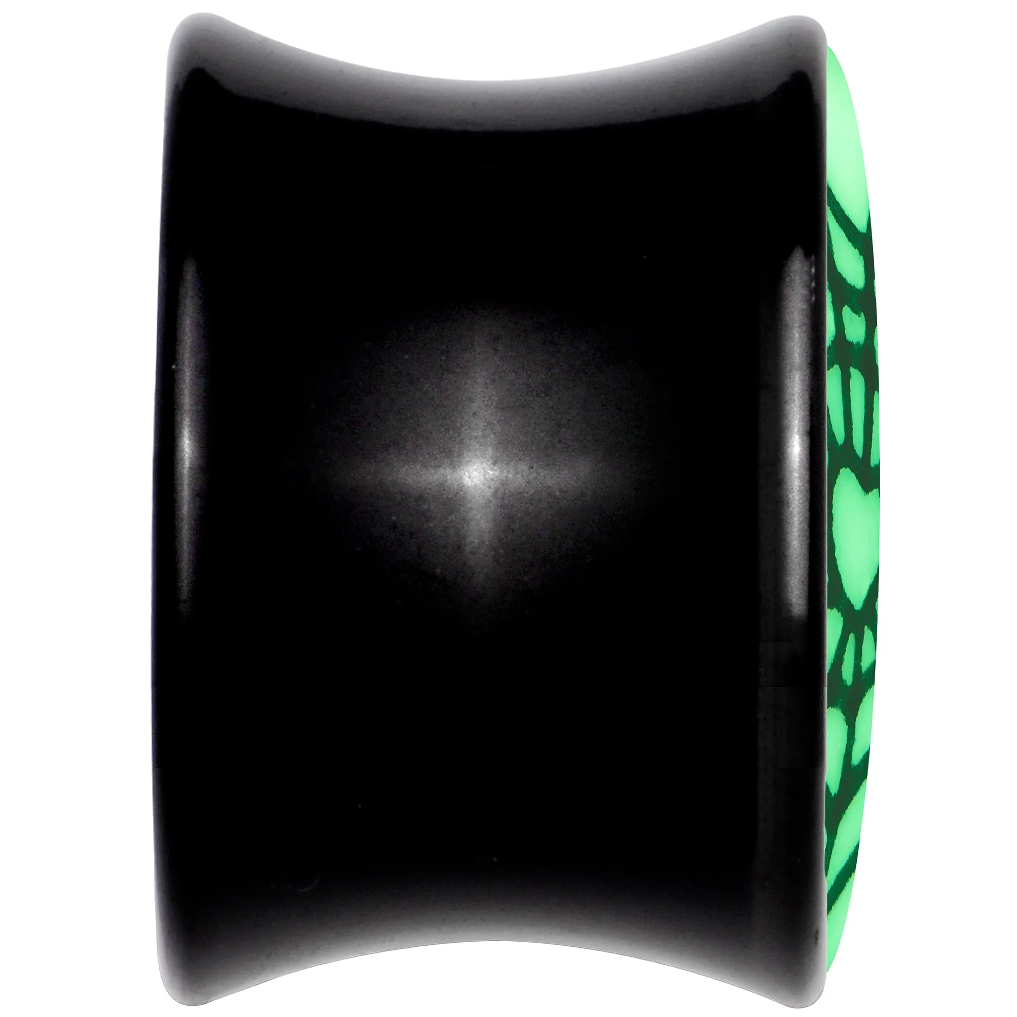 Black Acrylic Heart Spider Web Glow in the Dark Double Flare Plug Set
