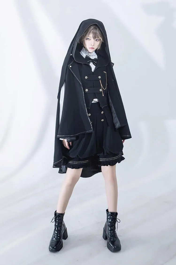 Black Anxious Rabbit Ouji Fashion Gothic Lolita Cloak