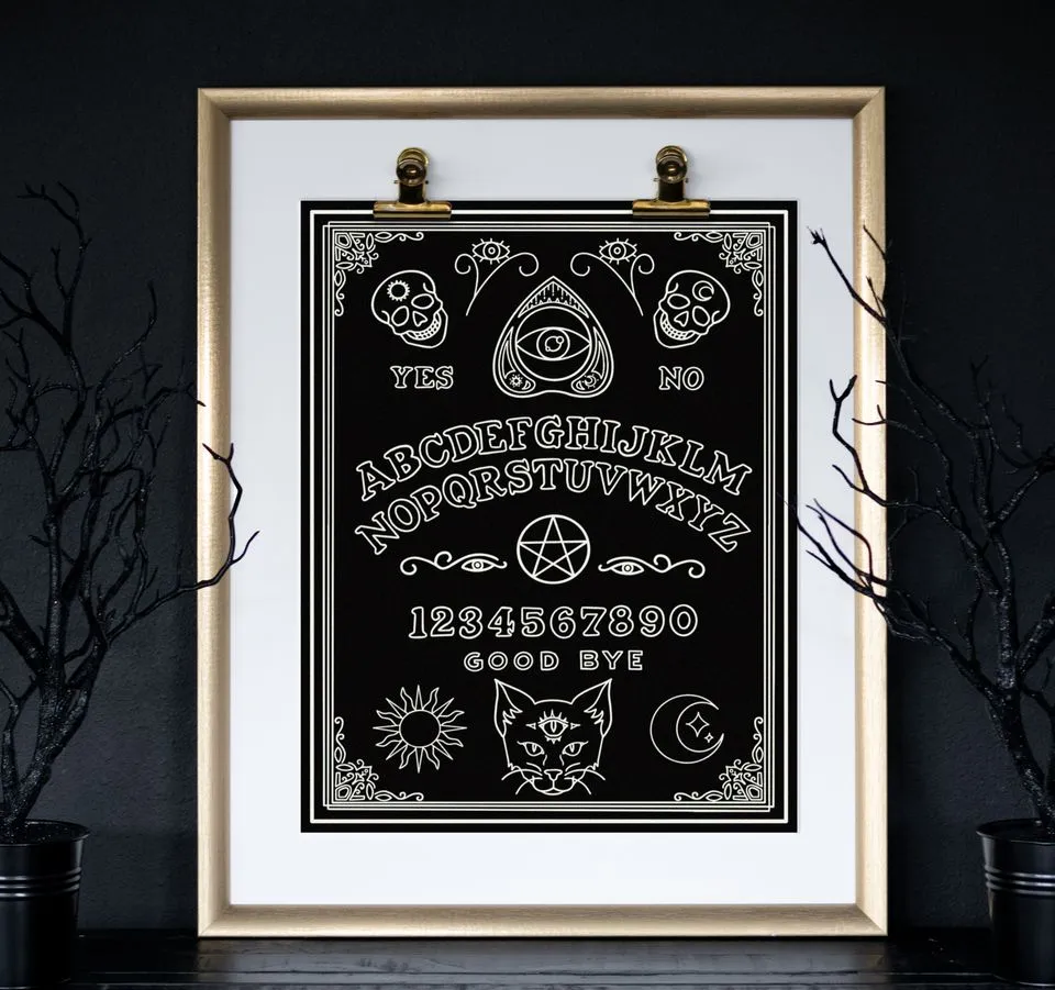 Black Cat Ouija Art Print