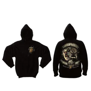 Black Ink U.S.M.C. Bulldog Hooded Pullover Sweatshirt