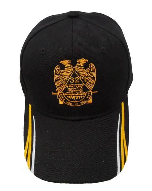 Black Mason Baseball Cap 32nd Degree Emblem Hat for Freemasons Shriners Masons Headwear