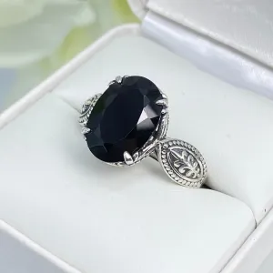Black Onyx Ring, Choose Natural or CZ, Dragon Gothic Jewelry #D133