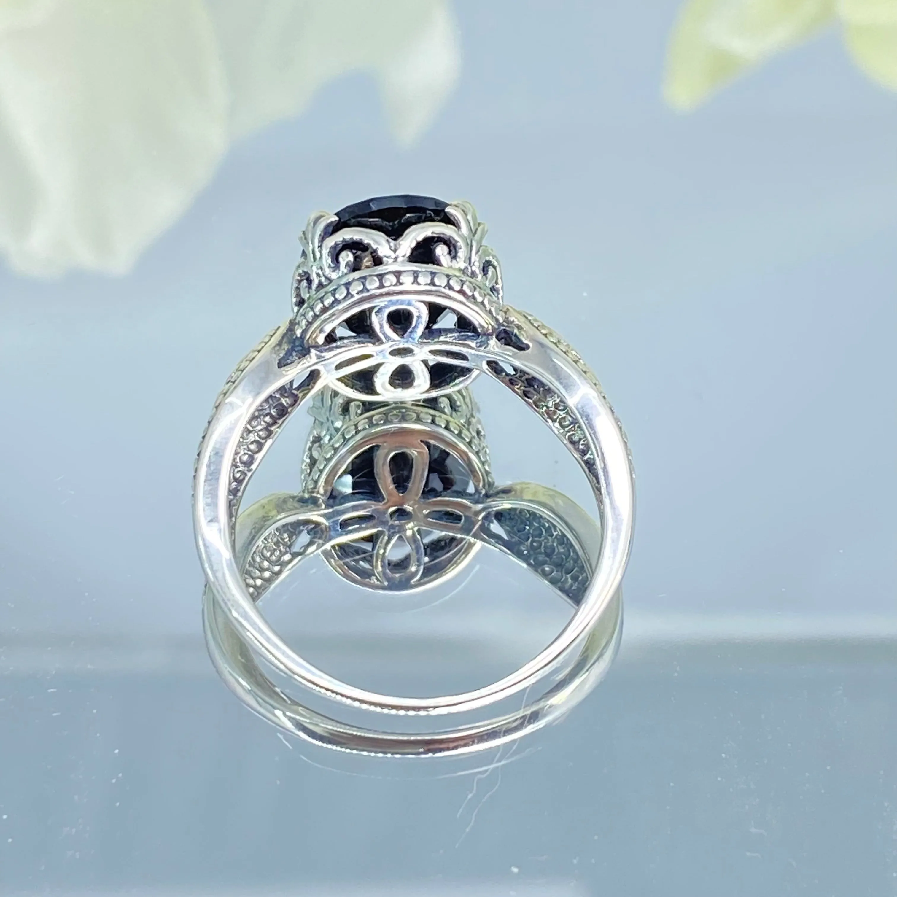Black Onyx Ring, Choose Natural or CZ, Dragon Gothic Jewelry #D133