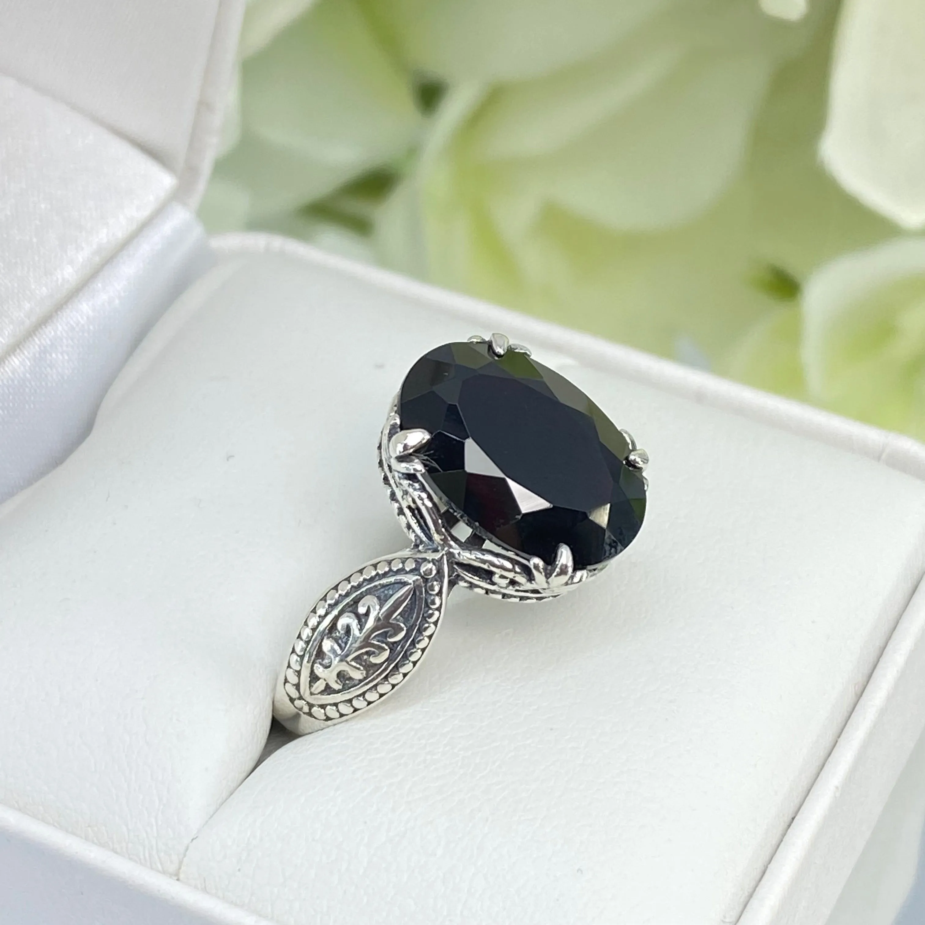 Black Onyx Ring, Choose Natural or CZ, Dragon Gothic Jewelry #D133