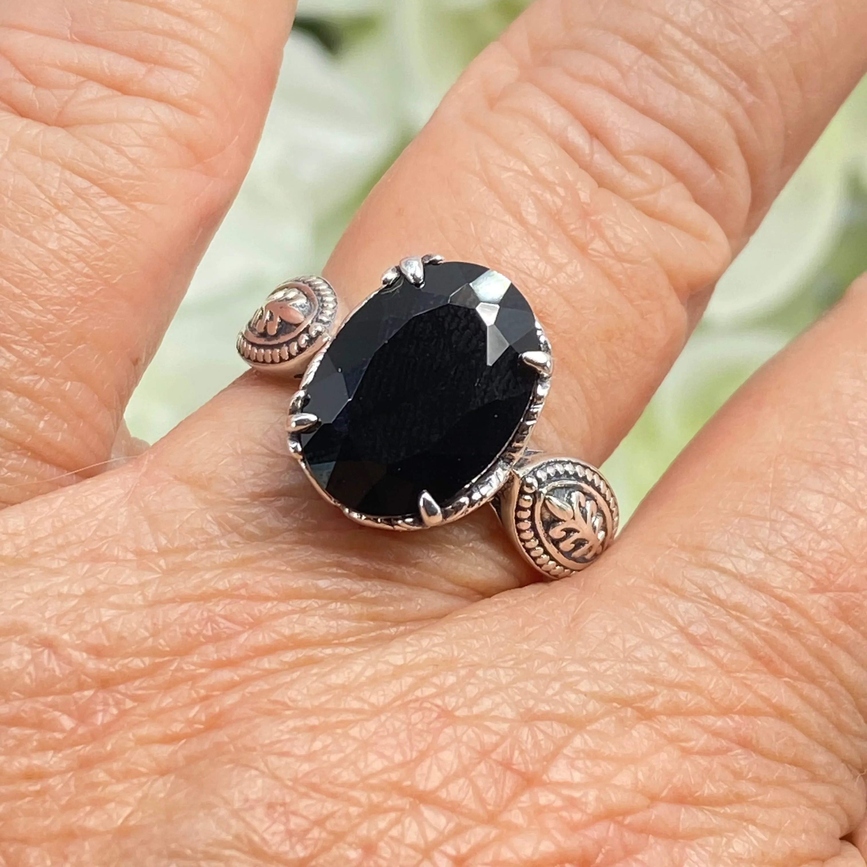 Black Onyx Ring, Choose Natural or CZ, Dragon Gothic Jewelry #D133