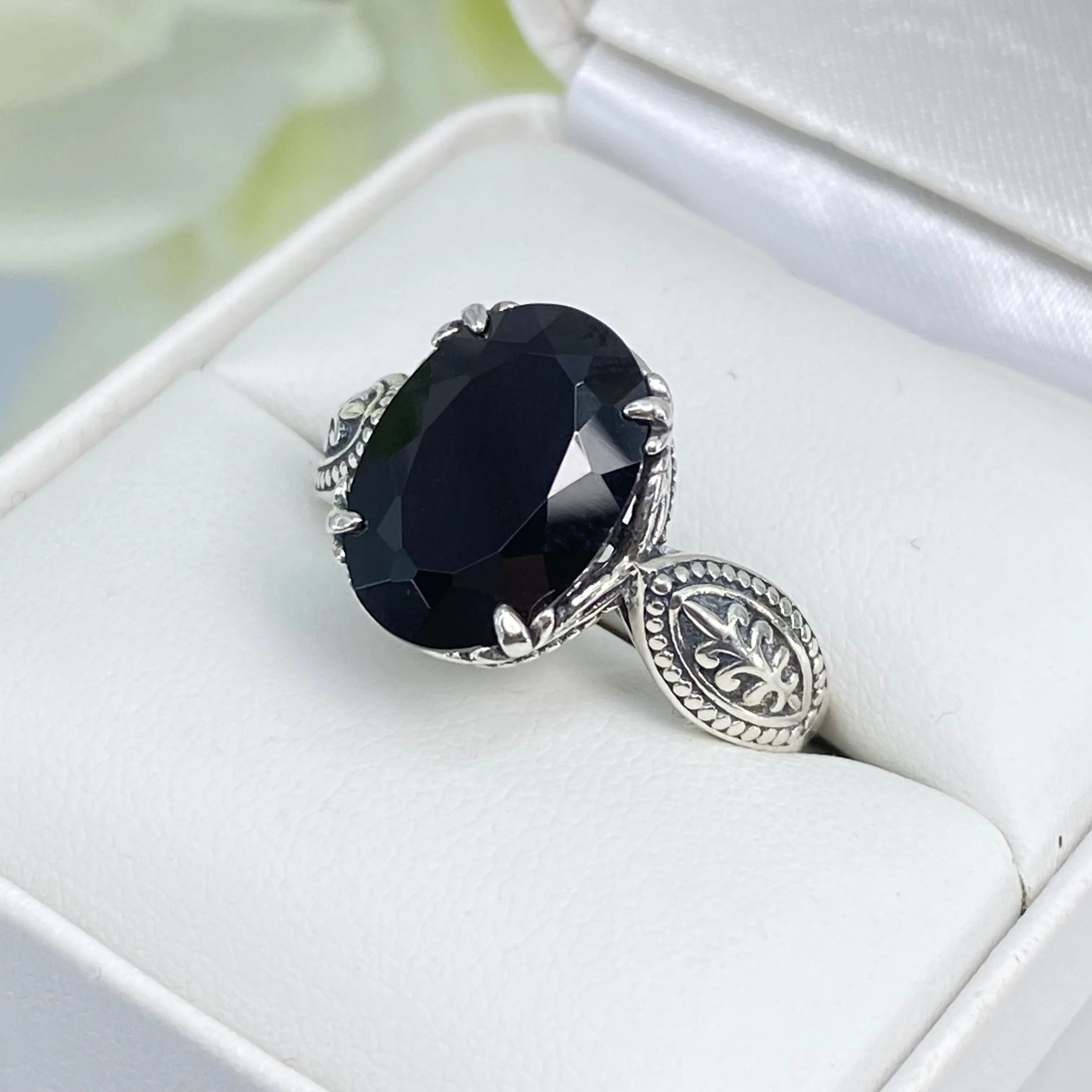 Black Onyx Ring, Choose Natural or CZ, Dragon Gothic Jewelry #D133
