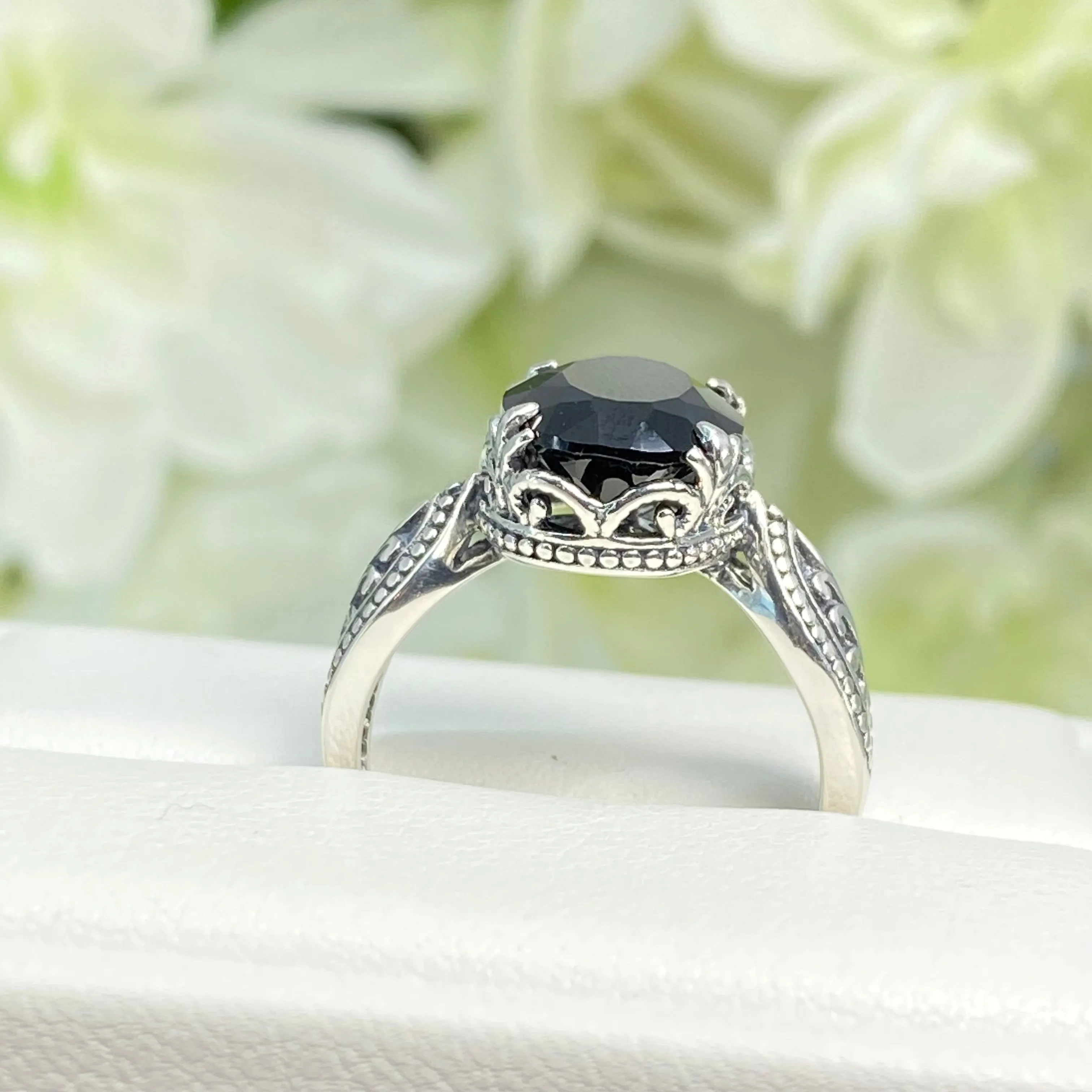 Black Onyx Ring, Choose Natural or CZ, Dragon Gothic Jewelry #D133