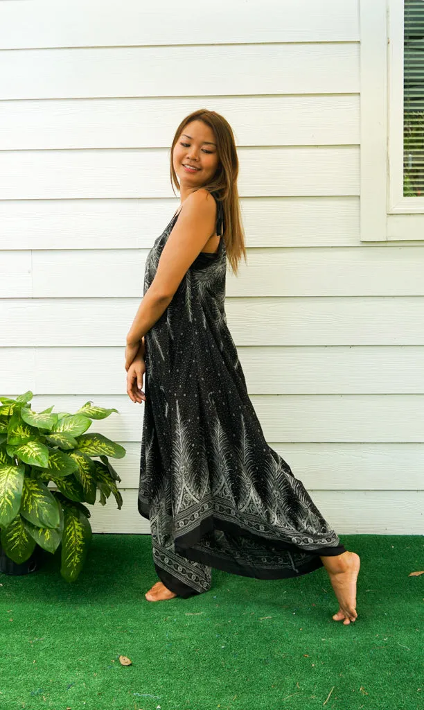 Black Pearl Peacock Boho Jumpsuit