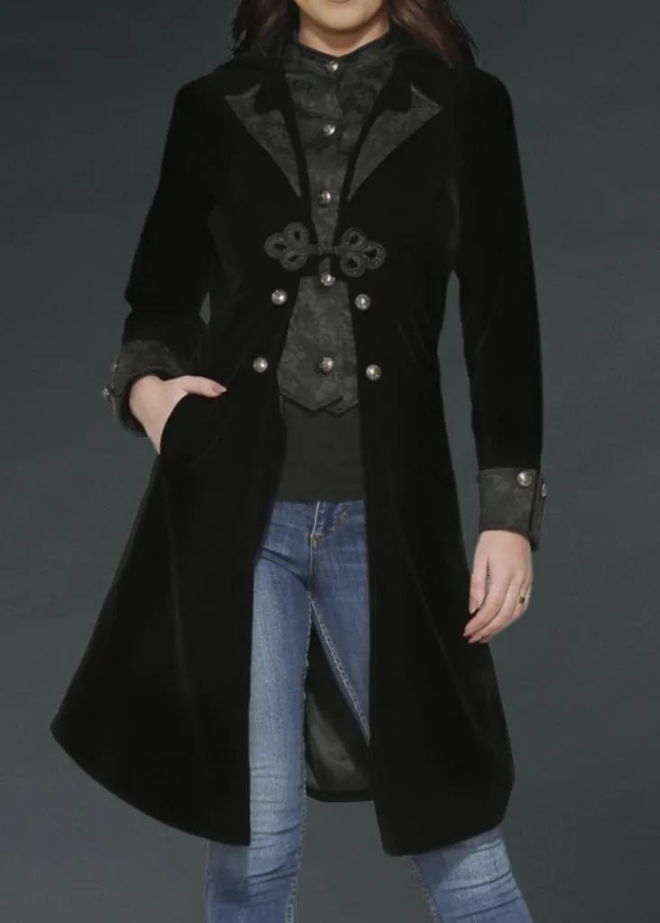 Black Velvet Gothic Coat Jacket