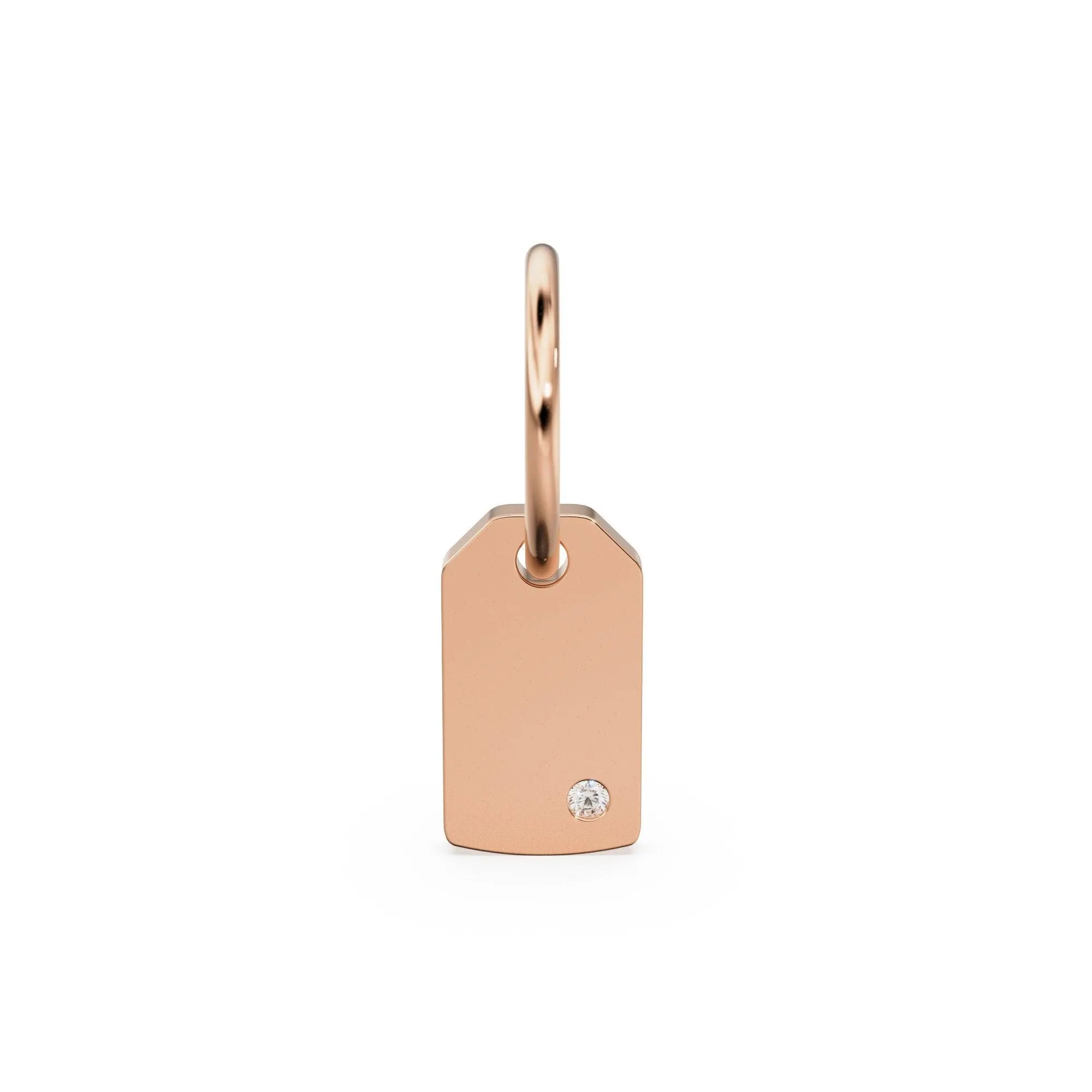 Blank Dog Tag Diamond Solid Gold Pendant / Military Diamond Gold Charm / Flush Set Security Charm / Diamond Jewelry / Diamond Gold Necklace