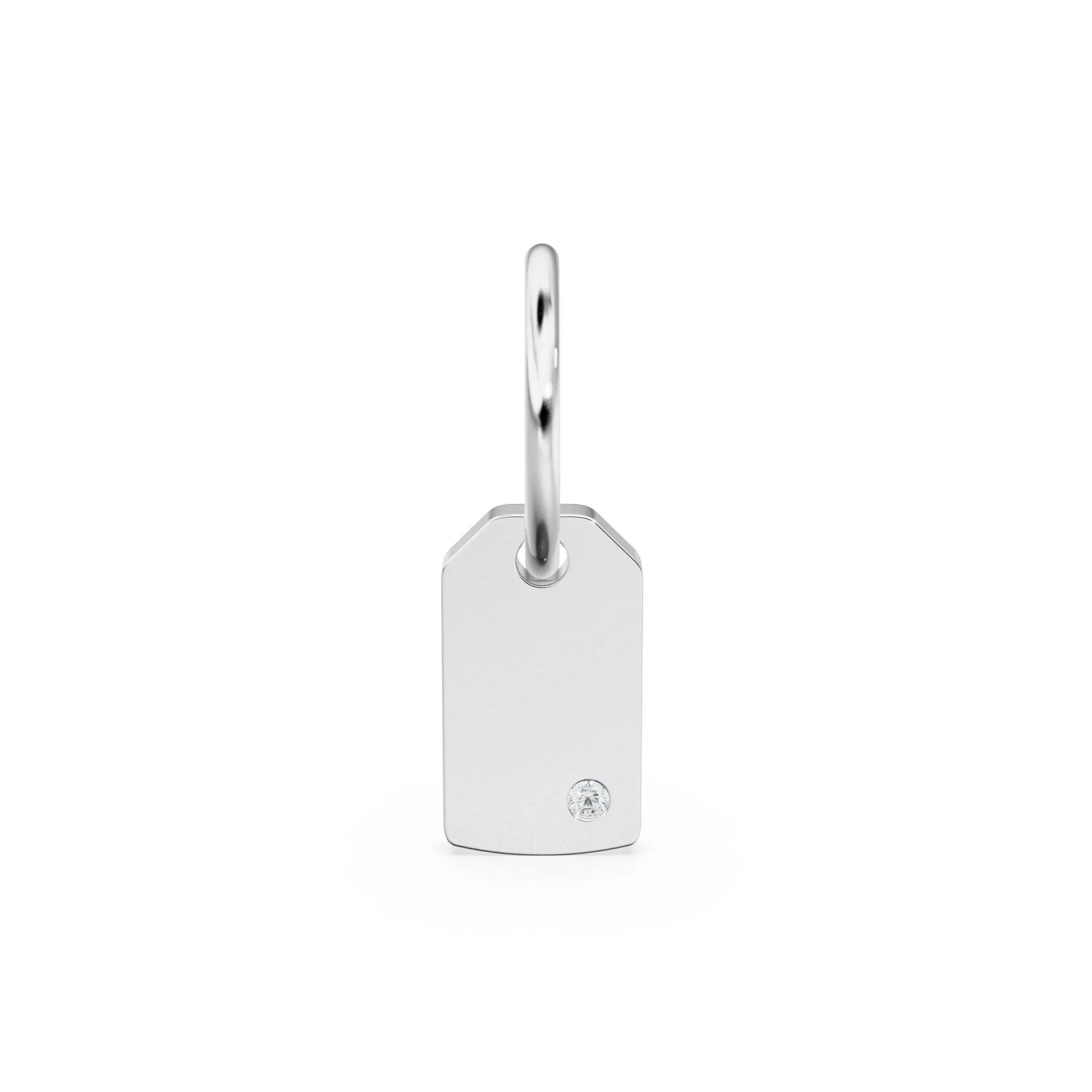 Blank Dog Tag Diamond Solid Gold Pendant / Military Diamond Gold Charm / Flush Set Security Charm / Diamond Jewelry / Diamond Gold Necklace