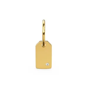 Blank Dog Tag Diamond Solid Gold Pendant / Military Diamond Gold Charm / Flush Set Security Charm / Diamond Jewelry / Diamond Gold Necklace