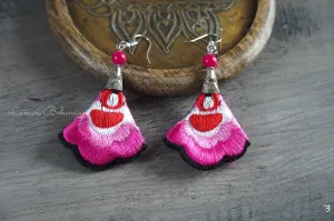 Boho Blush Embroidered Earrings