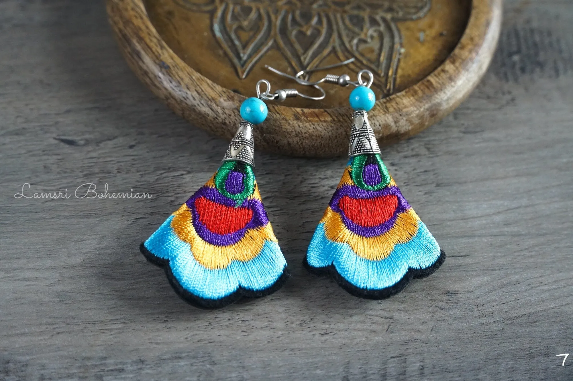 Boho Hippie Ocean Glow Embroidered Earrings!