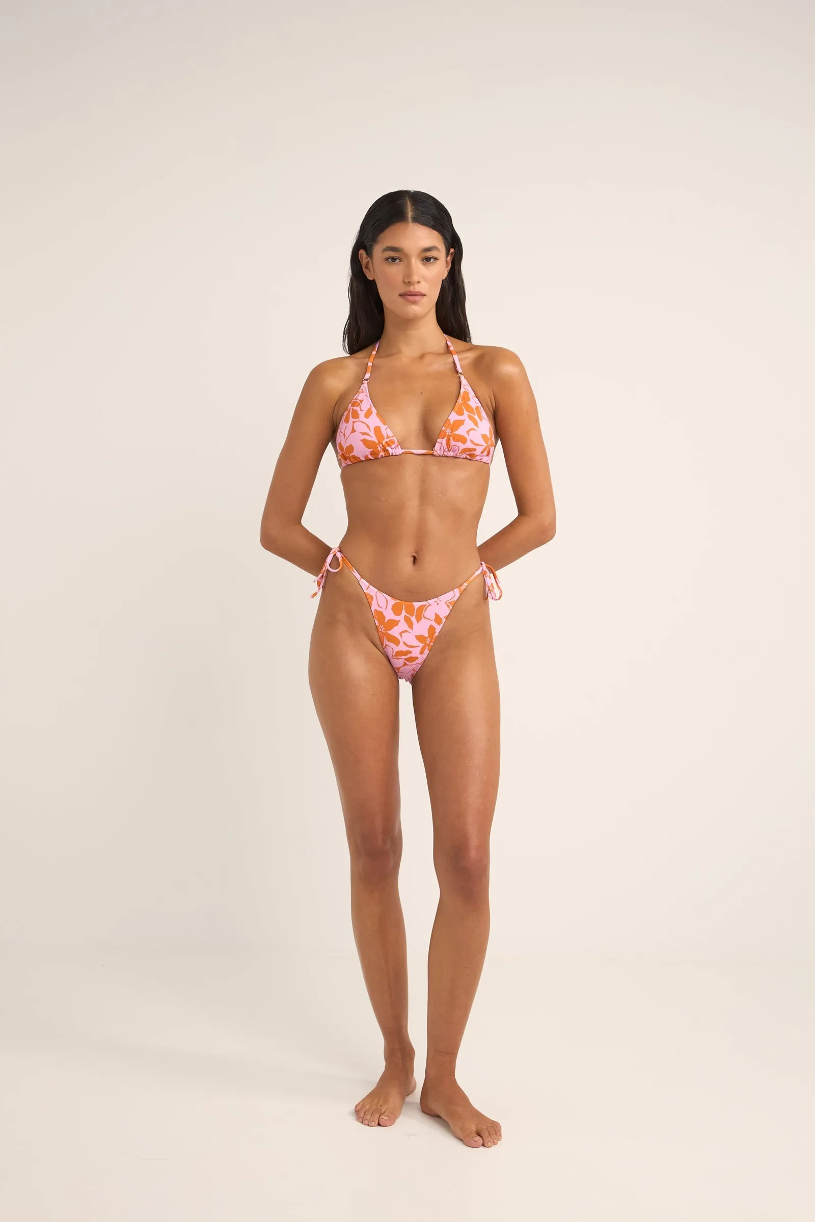 Bora Bora Floral Tie Side Hi Cut Pant Pink