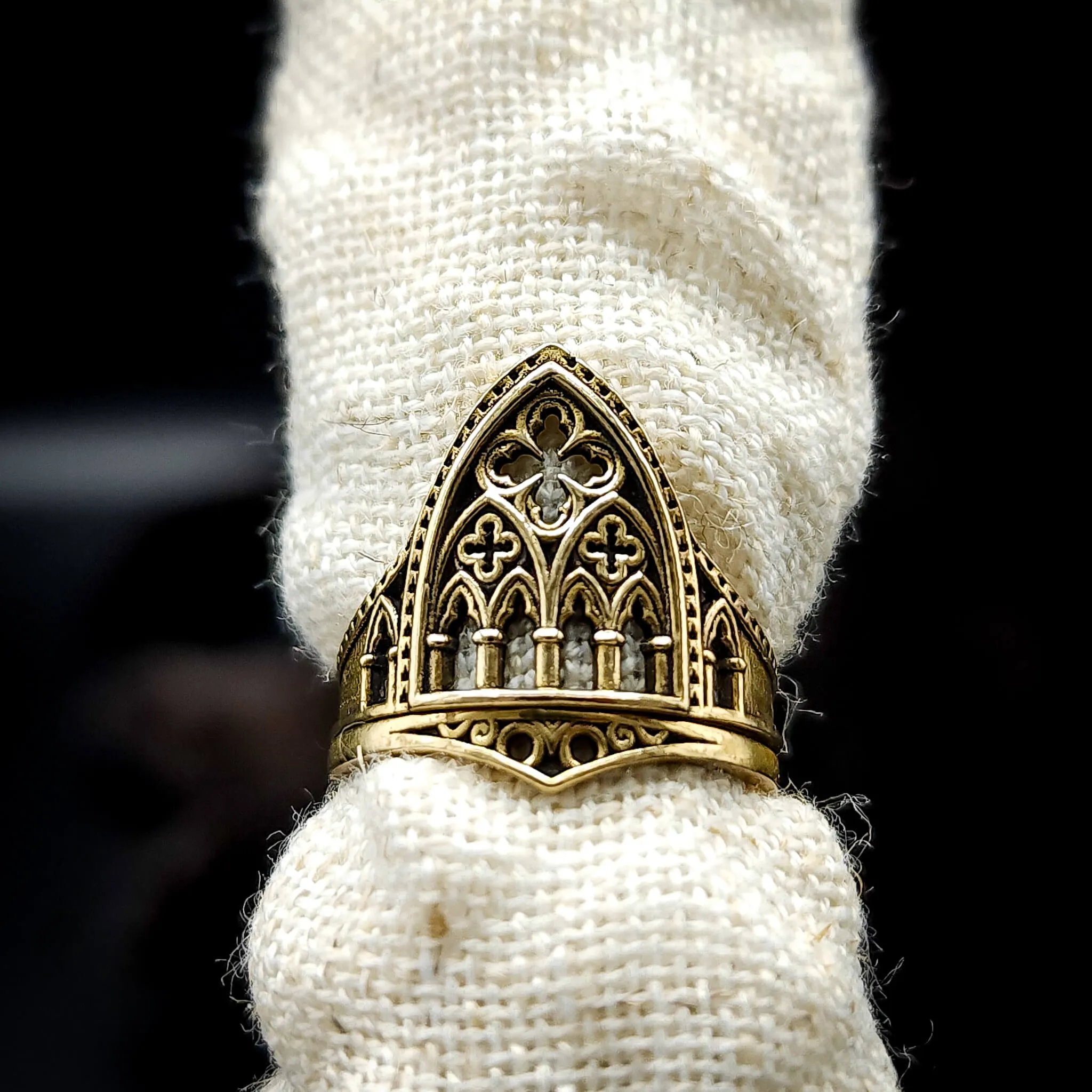 Brass Cathedral Window Ring Set