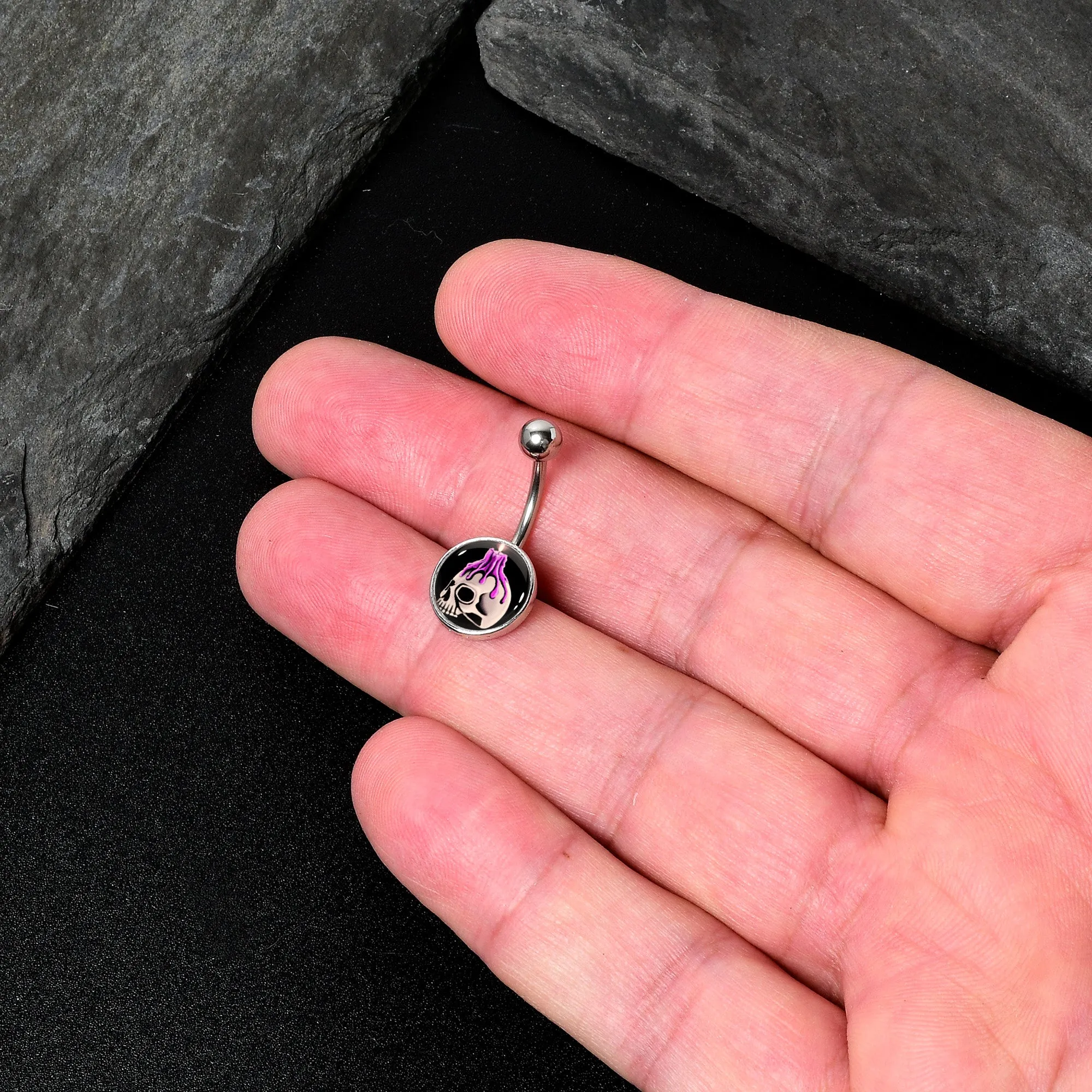 Burning Skull Candle Belly Ring