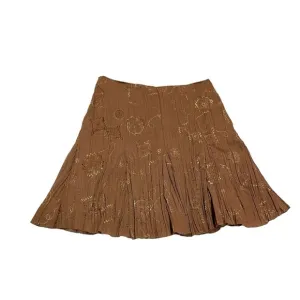 Captive vintage skirt brown embroidered crinkle fabric size XL boho
