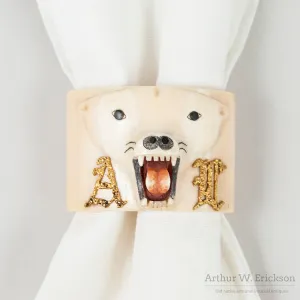 Carved Ivory Polar Bear Head Napkin Ring