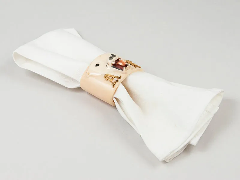 Carved Ivory Polar Bear Head Napkin Ring