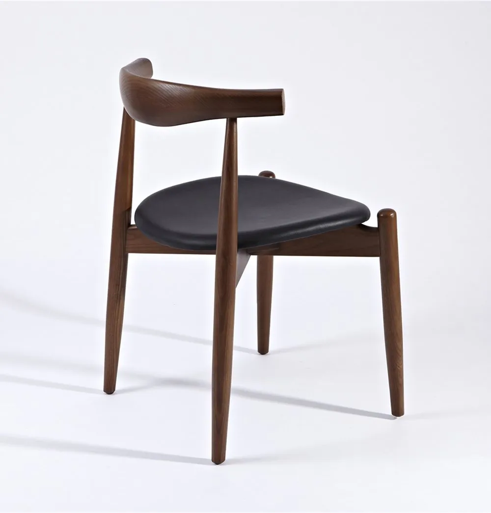 CH20 Elbow Chair - Walnut & Black - Round Seat - Reproduction