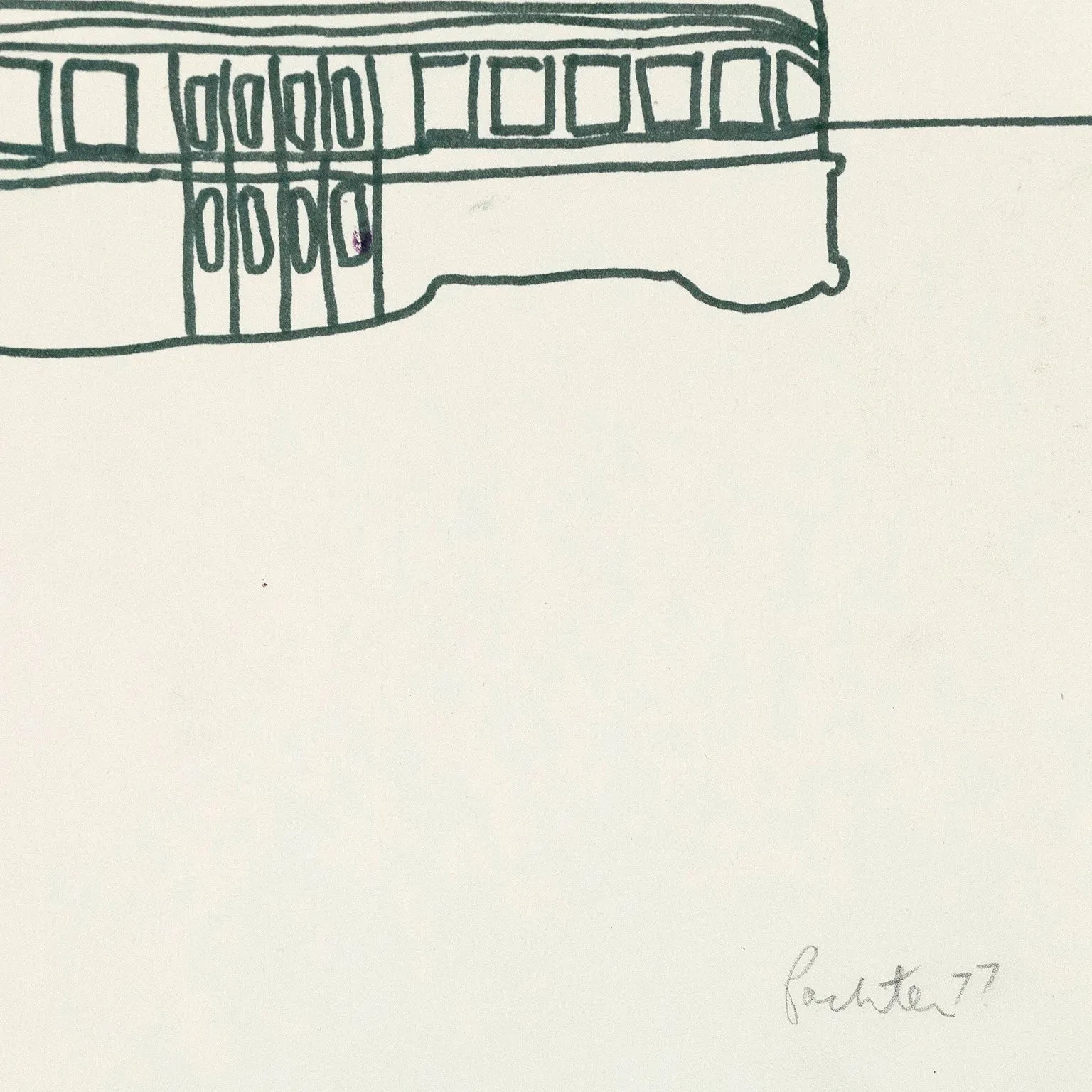 CHARLES PACHTER "WHALE & STREETCAR" DRAWING, 1977