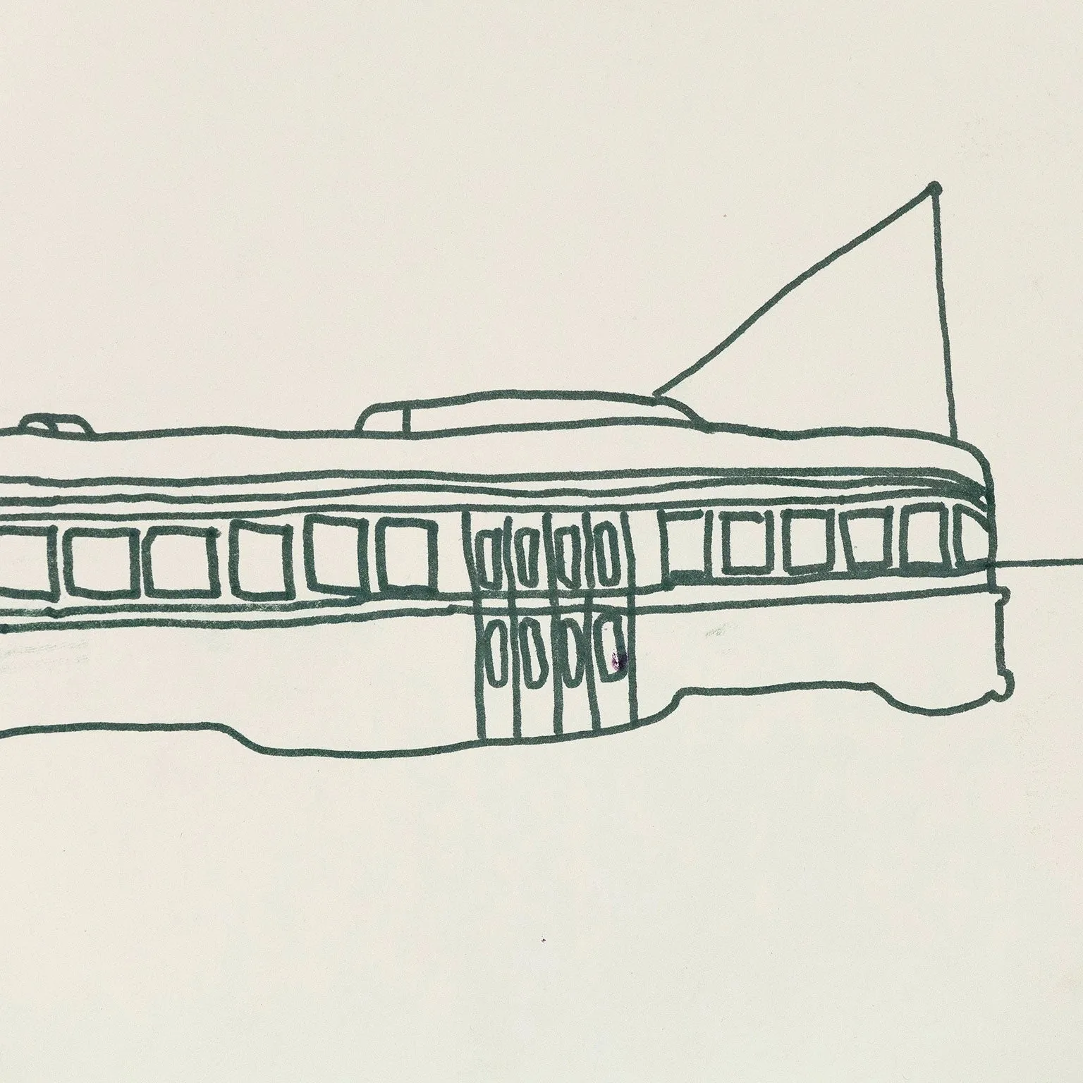 CHARLES PACHTER "WHALE & STREETCAR" DRAWING, 1977