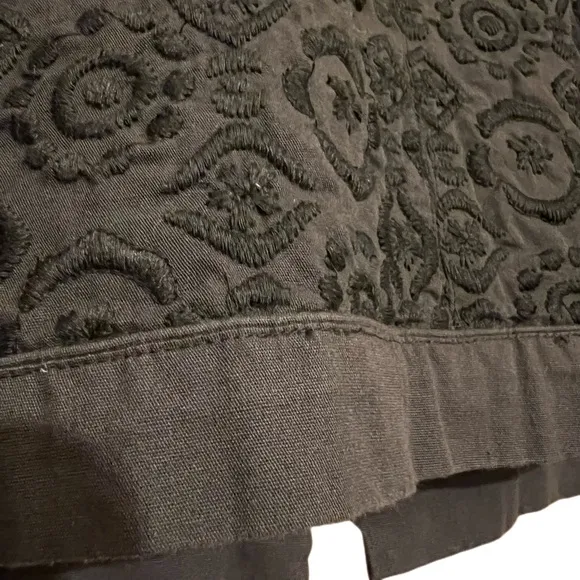 Chico's VTG Boho Minimalistic Coastal Grandma Black Embroidered Full-zip Jacket