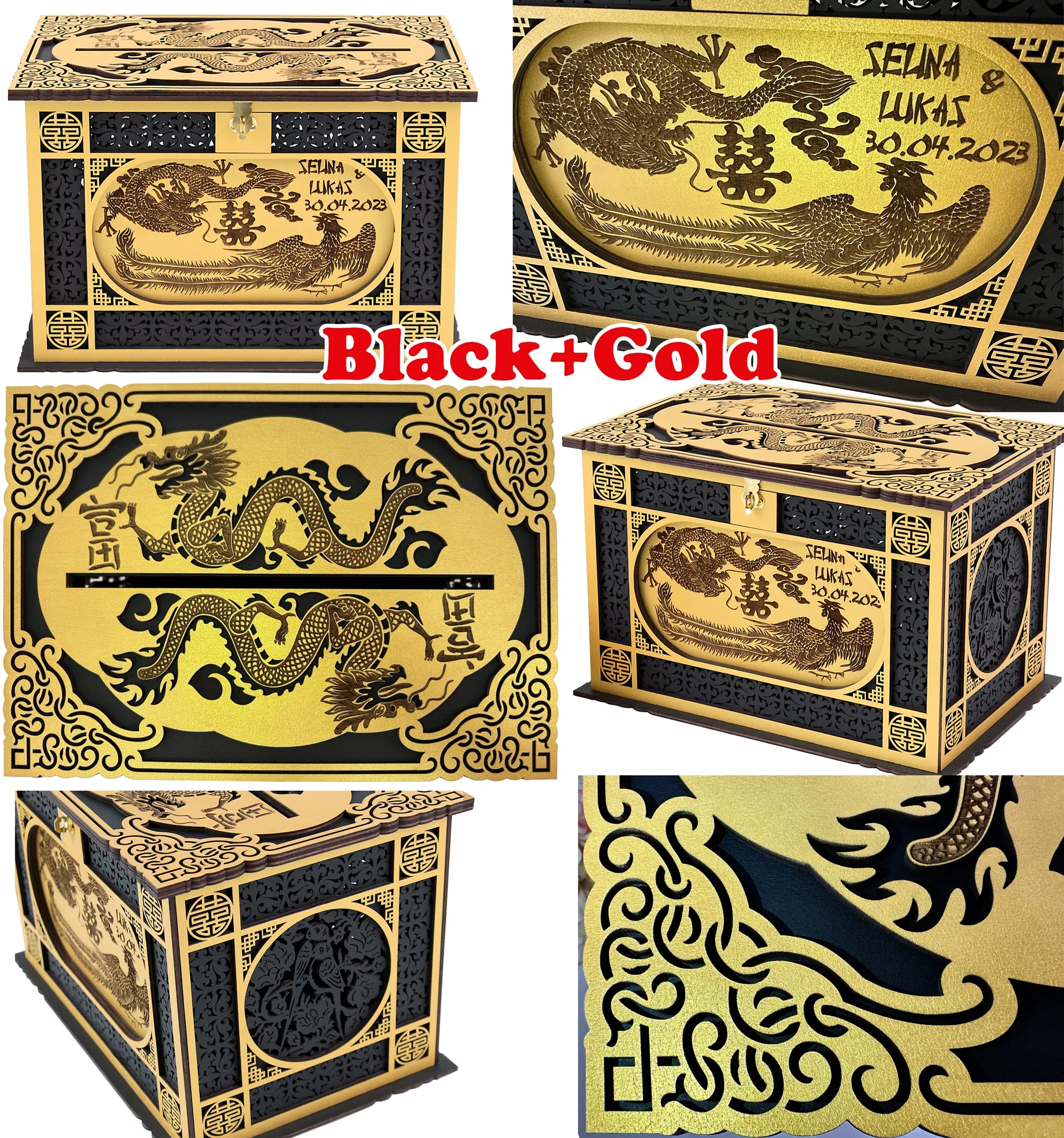 Chinese Wedding Card Box, Oriental Wedding Envelopes Holder, Chinese dragon, Wedding Gift, Handmade Gifts