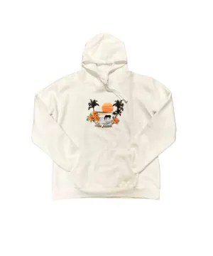 CL10-098-0300-0778-L-White Womens Hoodie "Tin Haul" Tropical Screen Print