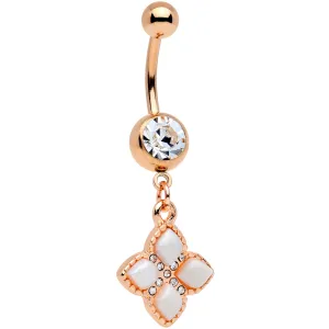 Clear Gem Rose Gold Tone Royal Renaissance Dangle Belly Ring