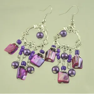 Colorful Shell Bohemian Earrings Natural Shell Vintage Earrings Beaded Fringed Ethnic Earrings