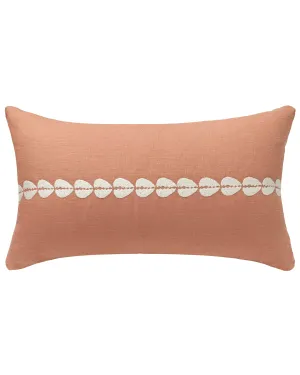 cowrie embroidered lumbar pillow in sandalwood