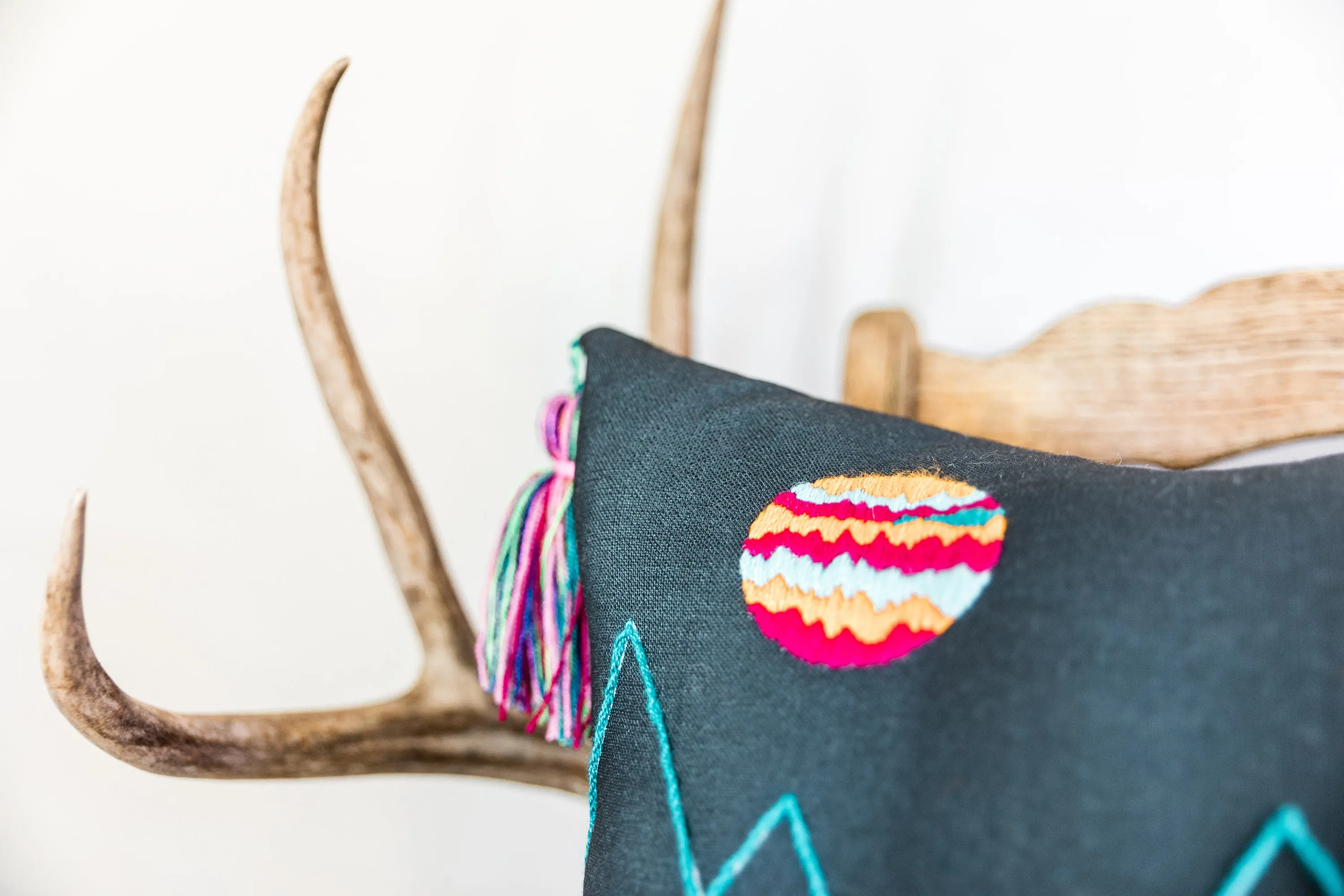 Coyote and La Luna with Hand Embroidery and Tassels, College Student Gift, Mother's Day Gift,Christmas Gift
