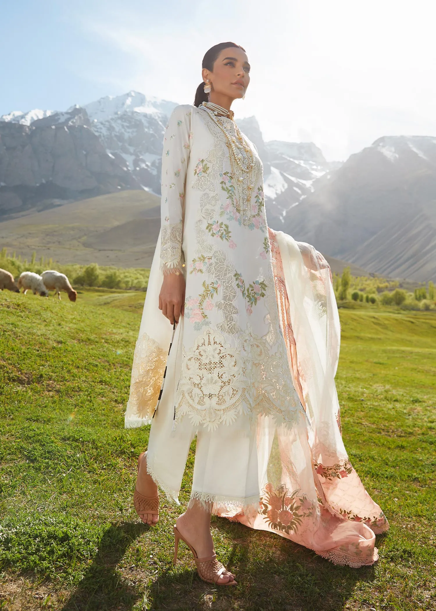 Crimson Luxury Lawn Embroidered Collection Unstitched Summer in the Meadows - D1 A