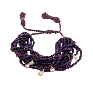 Crystal & Diamond Multi Strand Purple Adjustable Bracelet