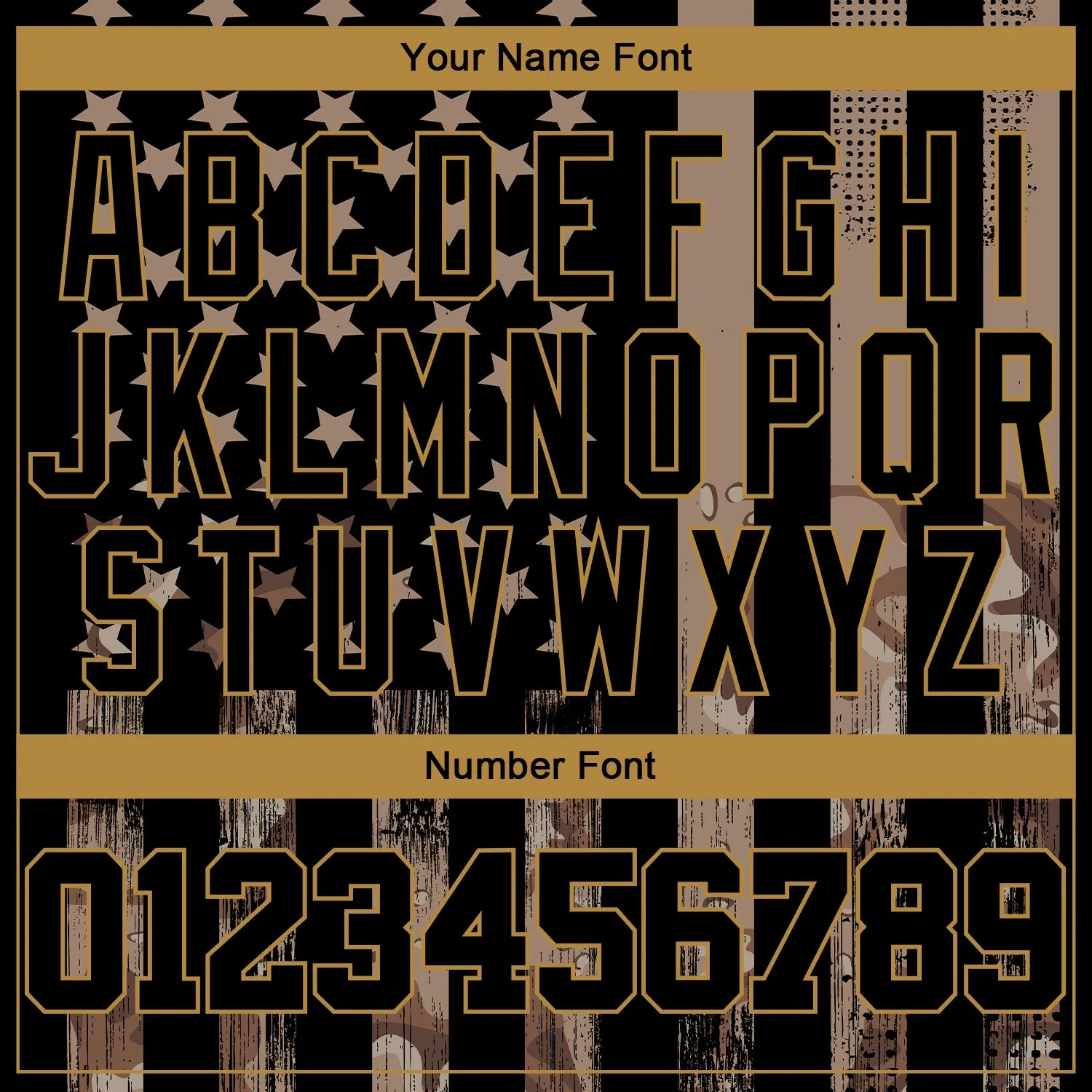 Custom Camo Black-Old Gold 3D Salute To Service American Flag Authentic Baseball Jersey