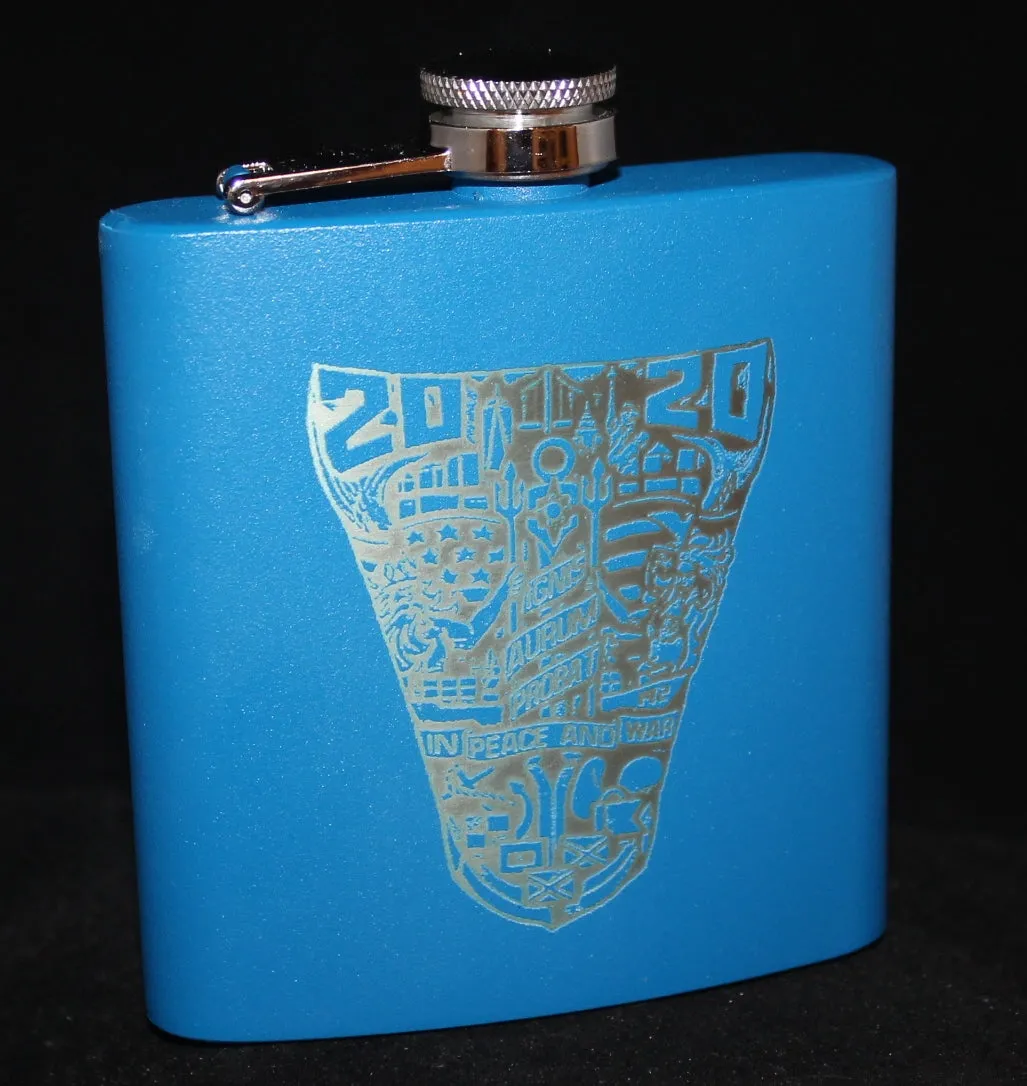Custom Laser Engraved 6 oz Stainless Steel powder coated Flask USNA USMMA USAFA