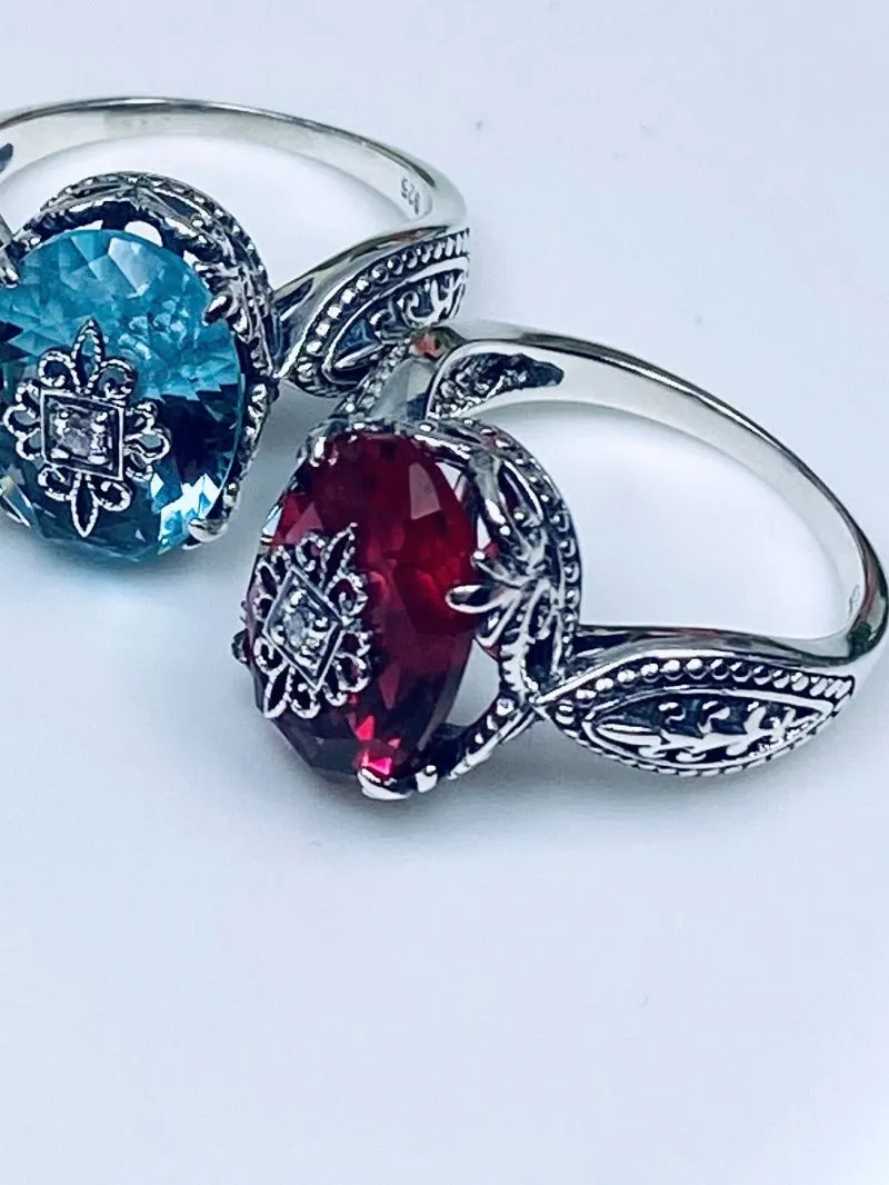 D133e, Gothic Ring, Embellished Gemstones, Dragon Filigree, Vintage Jewelry Design#D133e