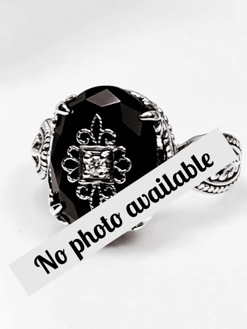 D133e, Gothic Ring, Embellished Gemstones, Dragon Filigree, Vintage Jewelry Design#D133e