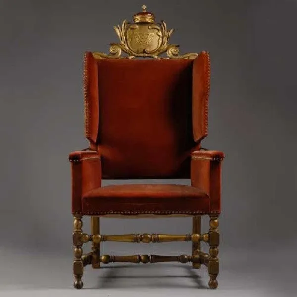 Danish Royal Frederick IV Baroque Birch Wingback Reclining Armchair