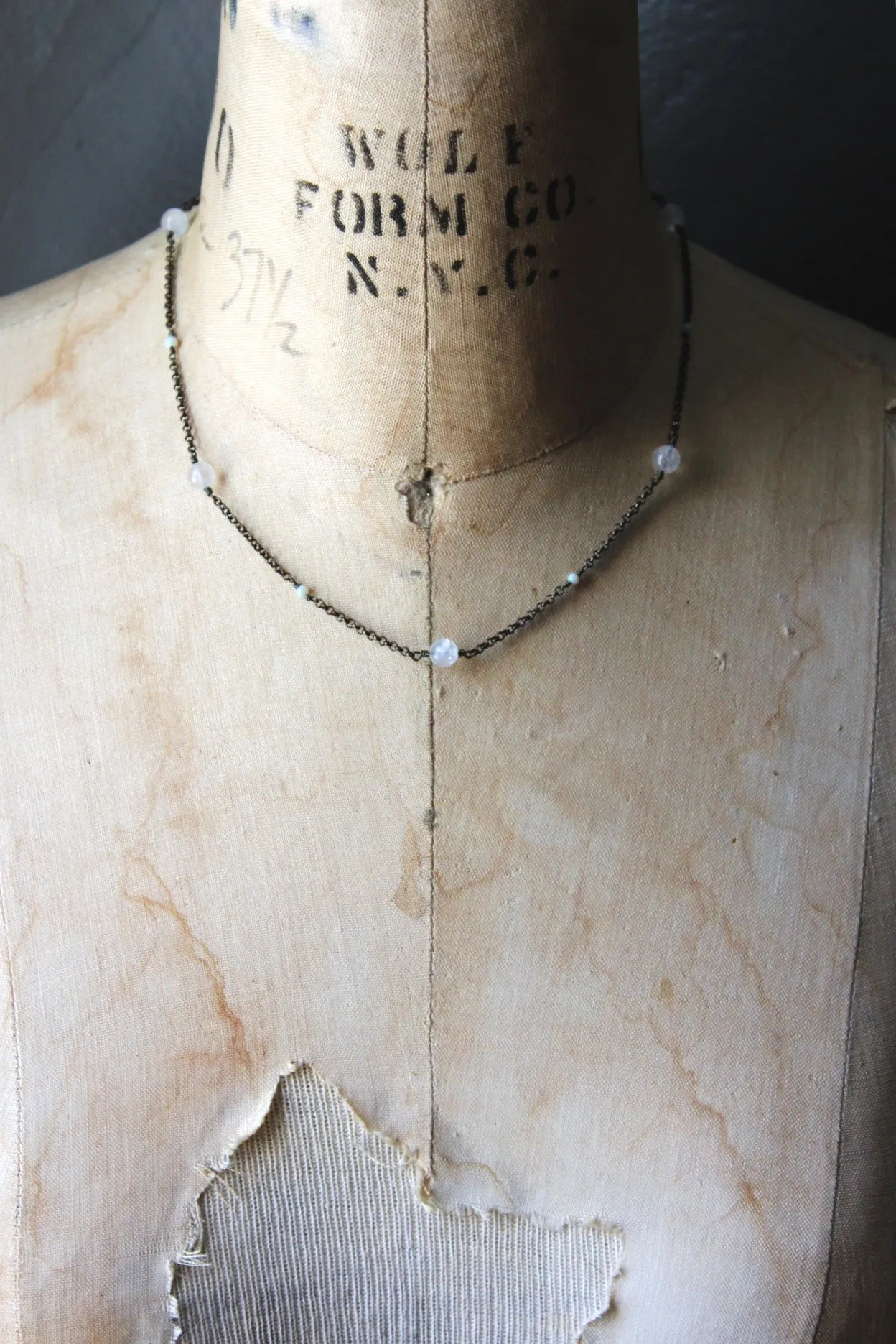 Dapple. Moonstone & Opal Station Necklace.