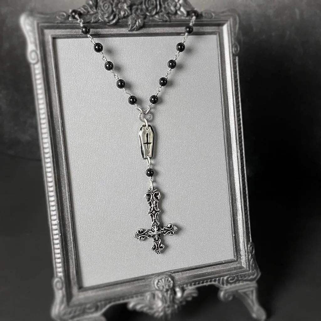 Dark Desire Beaded Rosary Necklace