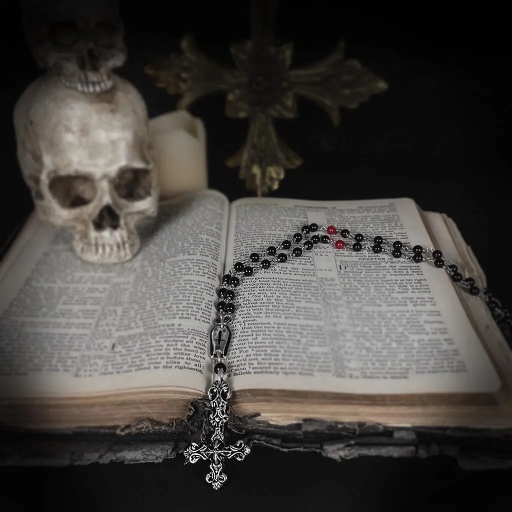 Dark Desire Beaded Rosary Necklace