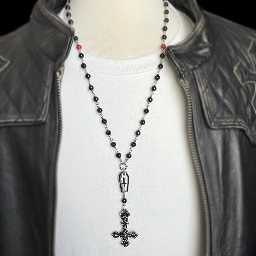 Dark Desire Beaded Rosary Necklace