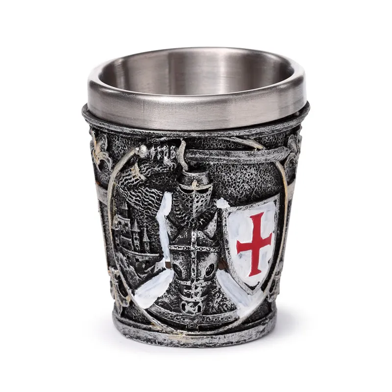 Decorative Shot Glass - Medieval Knight with White & Red Shield